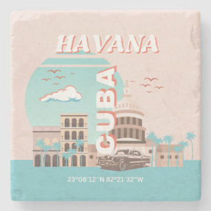 Porta-copo De Pedra Havana Cuba Retro Viagem Art