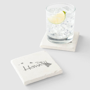 Porta-copo De Pedra Hawaii Map Shapage Vintage Cinza Chalkboard