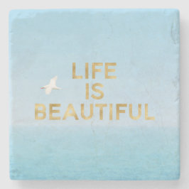 Porta-copo De Pedra Hawaii Ocean Bird Voando Dourada Belíssima Citação