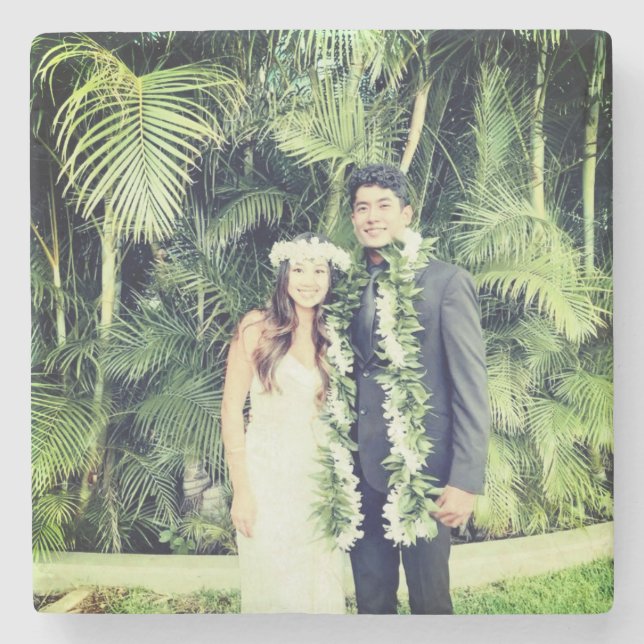 Porta-copo De Pedra Hawaiian Couple Costume  (Frente)