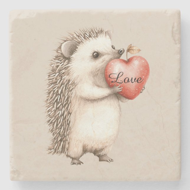Porta-copo De Pedra Hedgehog with Heart Love (Frente)