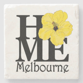 Porta-copo De Pedra Hibiscus amarelo HOME de Melbourne Florida