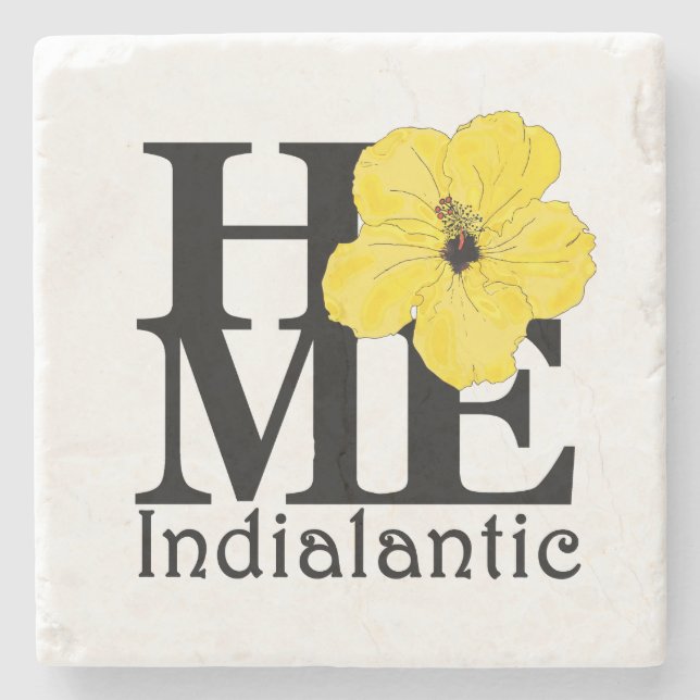 Porta-copo De Pedra Hibiscus Amarelo Indialânico da CASA (Frente)