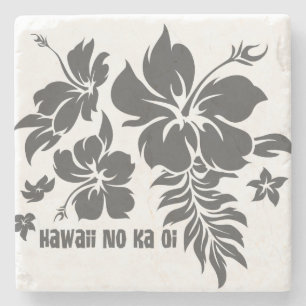 Porta-copo De Pedra Hibiscus Pareau Hawaiian Floral Tiki Portas copos 