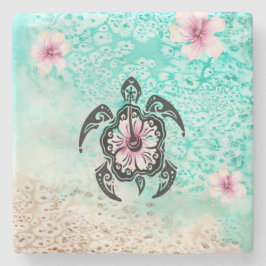 Porta-copo De Pedra Hibiscus Turtle