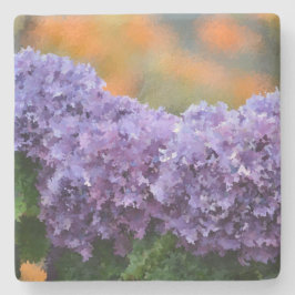 Porta-copo De Pedra Hidrangeas roxas impressionistas