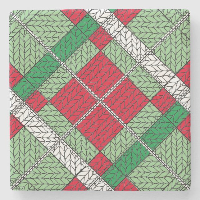 Porta-copo De Pedra HOLIDAY ARGYLE KNIT Marble Porta copos (Frente)