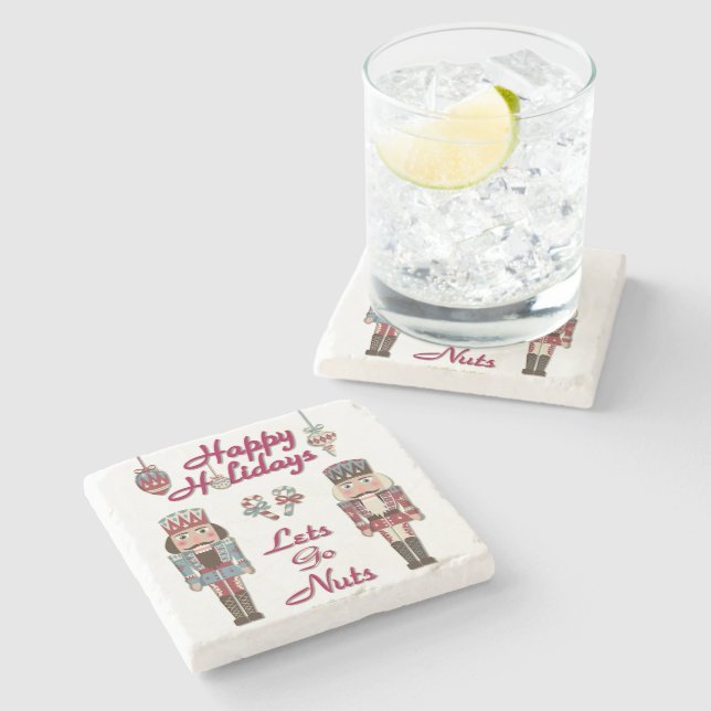 Porta-copo De Pedra Holiday Nutcracker deixa Loucos irem (Lateral)