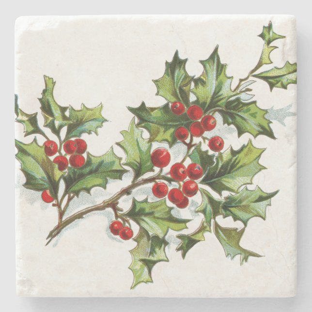 Porta-copo De Pedra HollyBerries 001 (Frente)