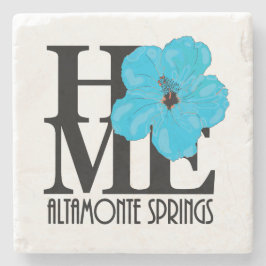 Porta-copo De Pedra HOME Altamonte Primaveras Blue Hibiscus