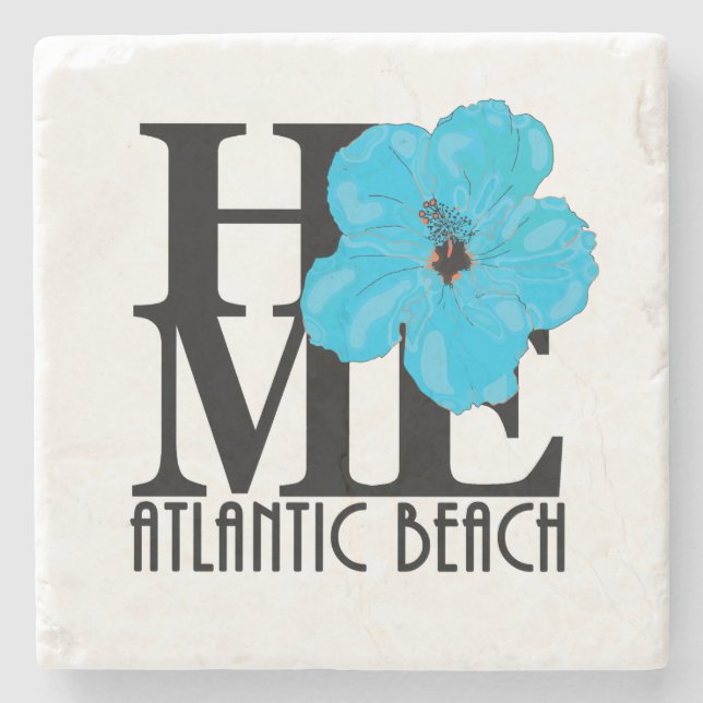 Porta-copo De Pedra HOME Atlantic Beach Blue Hibiscus (Frente)