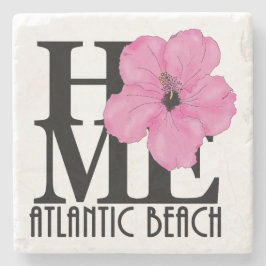 Porta-copo De Pedra HOME Atlantic Beach — hibisco rosa
