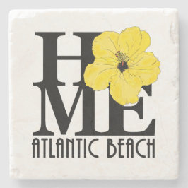 Porta-copo De Pedra HOME Atlantic Beach Yellow Hibiscus