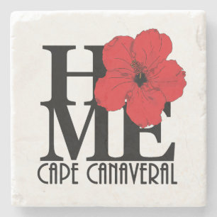 Porta-copo De Pedra HOME Cape CanaveralRed Hibiscus