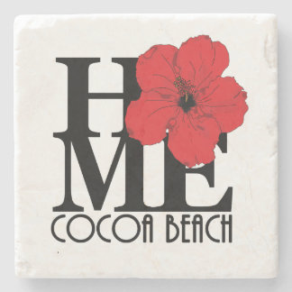 Porta-copo De Pedra HOME Cocoa Beach Red Hibiscus