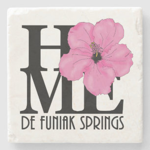 Porta-copo De Pedra HOME De Funiak Primaveras Rosa Hibiscus