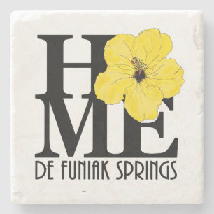 Porta-copo De Pedra HOME De Funiak Primaveras Yellow Hibiscus