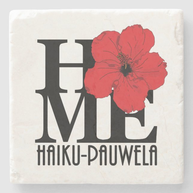 Porta-copo De Pedra HOME Haiku-Pauwela Red Hibiscus (Frente)