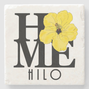 Porta-copo De Pedra HOME Hilo Hawaii Yellow Hibiscus