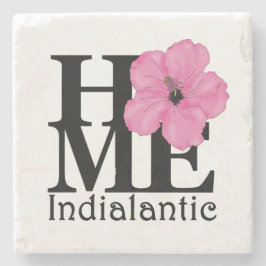 Porta-copo De Pedra HOME Indialantic Hibisco Rosa
