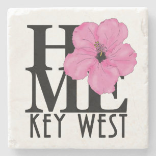 Porta-copo De Pedra HOME Key West Pink Hibiscus