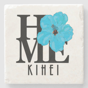 Porta-copo De Pedra HOME Kihei Blue Hibiscus