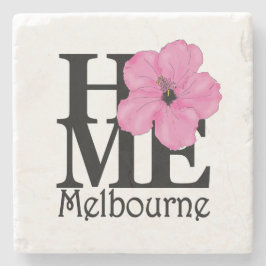 Porta-copo De Pedra HOME Melbourne Pink Hibiscus