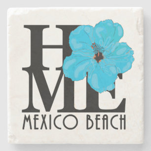 Porta-copo De Pedra HOME Mexico Beach Blue Hibiscus