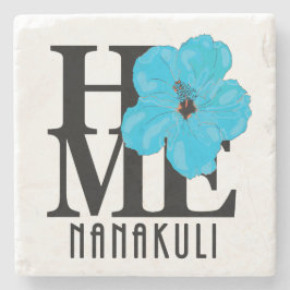 Porta-copo De Pedra HOME Nanakuli Hawaii Blue Hbiscus
