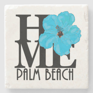 Porta-copo De Pedra HOME Palm Beach Blue Hibiscus