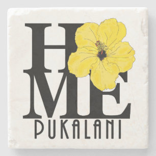 Porta-copo De Pedra HOME Pukalani Yellow Hibscus