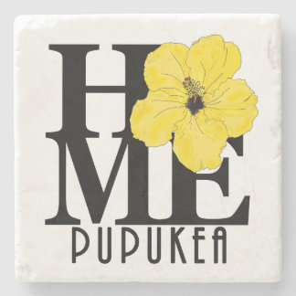 Porta-copo De Pedra Home Pupukea Yellow Hibiscus