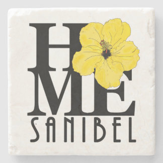 Porta-copo De Pedra HOME Sanibel Yellow Hibiscus