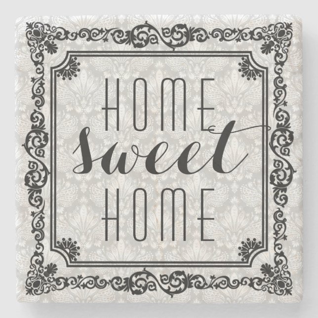 Porta-copo De Pedra Home Sweet Home Black Frame (Frente)