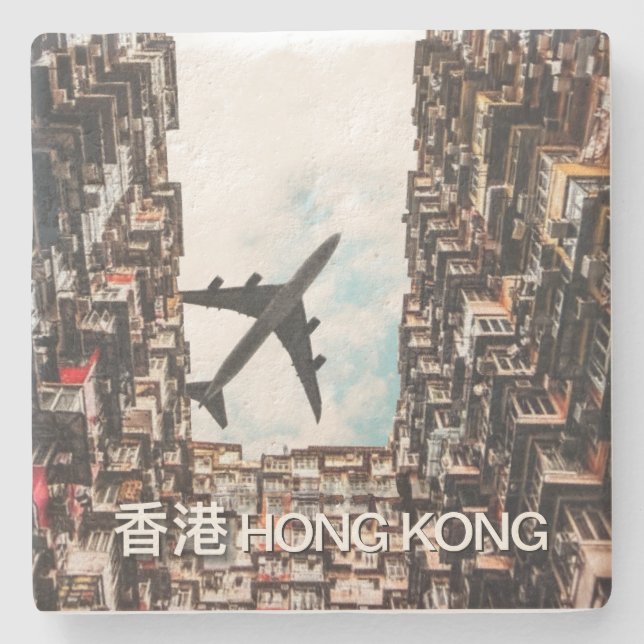 Porta-copo De Pedra Hong Kong Airplane  (Frente)