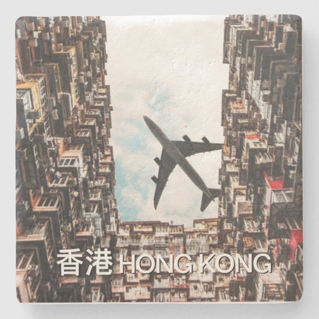 Porta-copo De Pedra Hong Kong Airplane  (Frente)