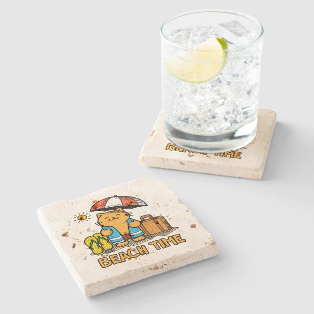 Porta-copo De Pedra Hora da praia 1 (Lateral)