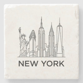 Porta-copo De Pedra Horizonte de Nova York Arte Linear Minimalista