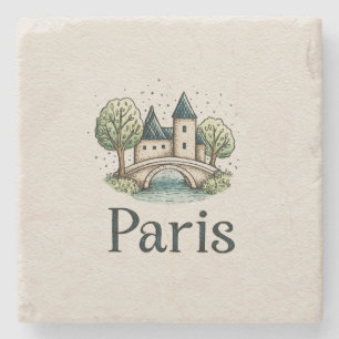 Porta-copo De Pedra Horizonte de Paris Minimalista Fofo
