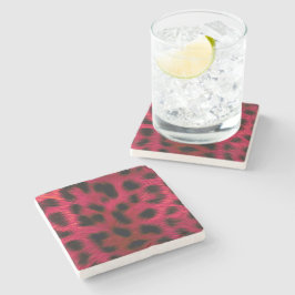 Porta-copo De Pedra Hot Pink Leopard Print Faux