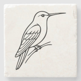 Porta-copo De Pedra Hummingbird Line Art – Bird Illustration