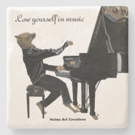 Porta-copo De Pedra Hyena Piano Music Fantasy Art Stone Porta copos