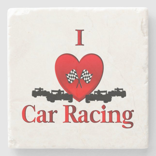 Porta-copo De Pedra I Heart Car Racing (Frente)