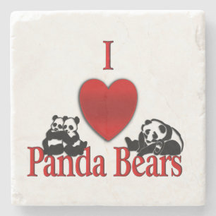 Porta-copo De Pedra I Heart Panda Bears