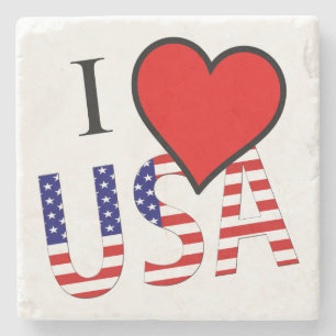 Porta-copo De Pedra I Heart USA overlay Stone Porta copos cn