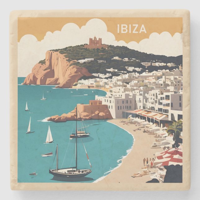Porta-copo De Pedra Ibiza, Poster de viagens Espanha (Frente)
