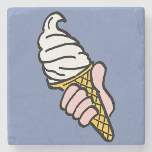 Porta-copo De Pedra Ice Cream Design with Ice Cream Cone or Cornet