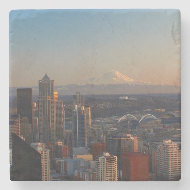Porta-copo De Pedra Ideia aérea da skyline 2 da cidade de Seattle (Frente)