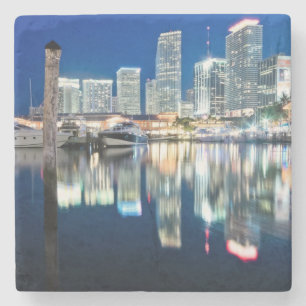 Porta-copo De Pedra Ideia da skyline com reflexão na água, Miami