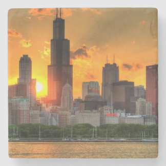 Porta-copo De Pedra Ideia da skyline de Chicago de Adler